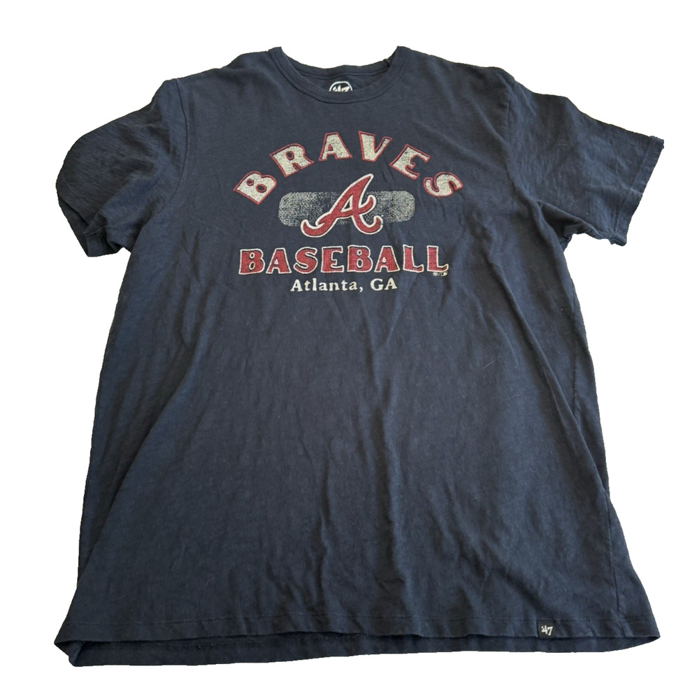Atlanta Braves Shirt Mens XL Blue MLB Baseball 47 Brand T-Shirt Crewneck Tee